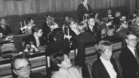 MPK 1980 Eine schwarzweiß Aufnahme des früheren hessischen Ministerpräsidenten Holger Börner.