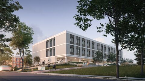 Computergenrierte Ansicht des neuen Gebäudes des Instituts für Lungengesundheit in Gießen